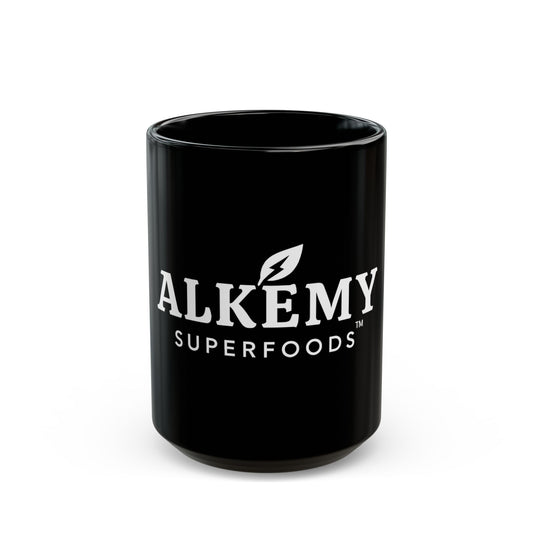 Alkemy Superfoods – Black Ceramic Mug – 11oz & 15oz Cup